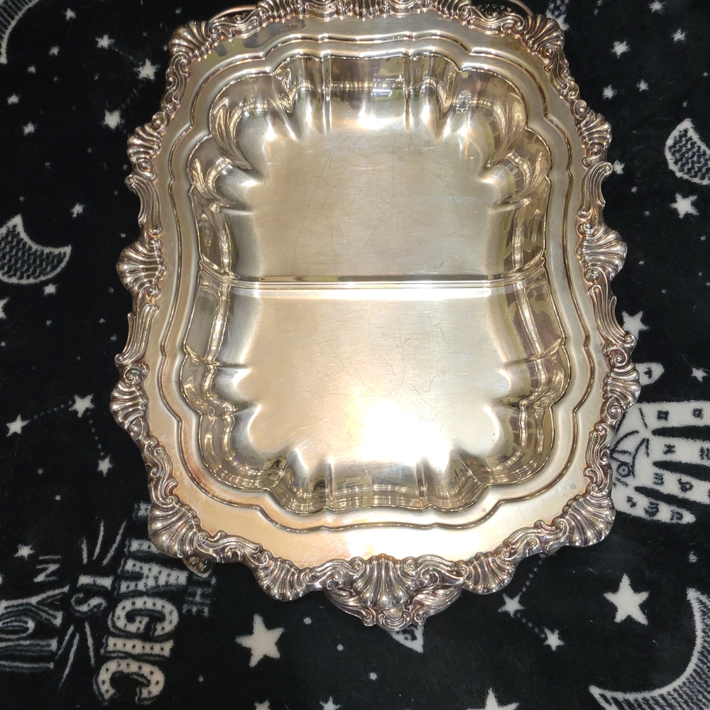 Sheffield Silver Co, Silver Plated Metal Tray and Stand
